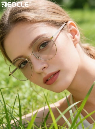نظارات أزياء نسائية بإطار معدني عدسات فوتوكرومية أزرق يحجب الضوء الأزرق نمط عتيق مع ملاءمة مريحة للاستخدام اليومي حماية العين - view 2