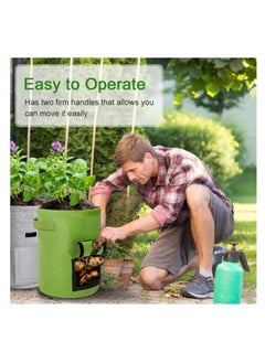 NOVOLAN NOVOLAN Potato Planting Bag Potato Grow Bags Potato Grow Bags Sweet Potato Easy To Pick Buckets Bell Pepper Carrot Flowers Tomato Chili Easy To Plant Diameter 23cm Height 30cm (Green)  - Image 3