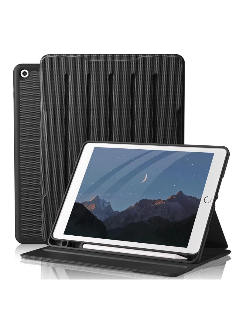 SYOSI Protective Case Multi-Angle iPad Case for Generation (2021/2020/2019) 9th/8th/7th Gen with Pencil Holder Auto Sleep Wake- Black  - Image 1