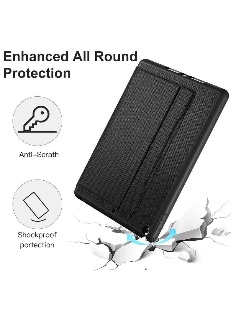 SYOSI - Protective Case Multi-Angle iPad Case for Generation (2021/2020/2019) 9th/8th/7th Gen with Pencil Holder Auto Sleep Wake- Black - Image 1