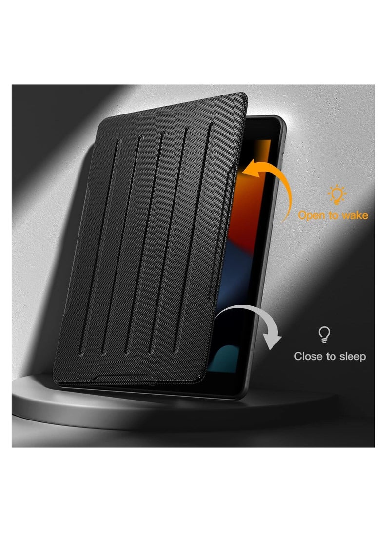 SYOSI Protective Case Multi-Angle iPad Case for Generation (2021/2020/2019) 9th/8th/7th Gen with Pencil Holder Auto Sleep Wake- Black  - Image 4