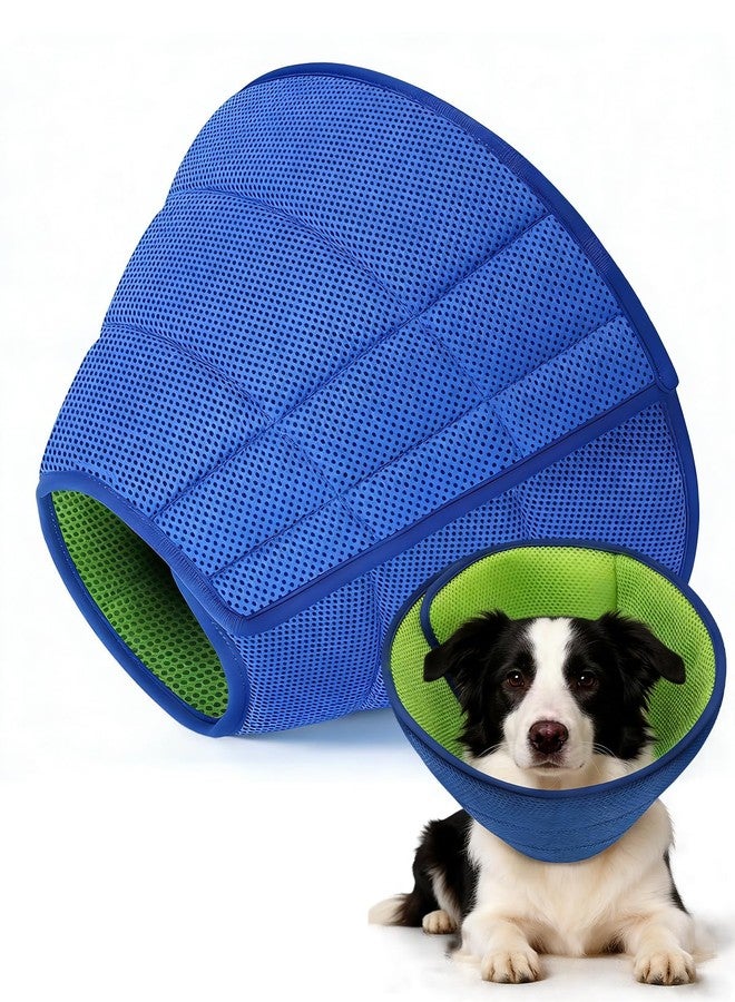 Runlight Dog Cone Collar Alternative,Comfortable Cones for Medium Large Dogs to Stop Licking After Surgery,Adjustable Comfy Cones, Comfortable Fabric Elizabethan Collars (Green Blue, L) - Image 1