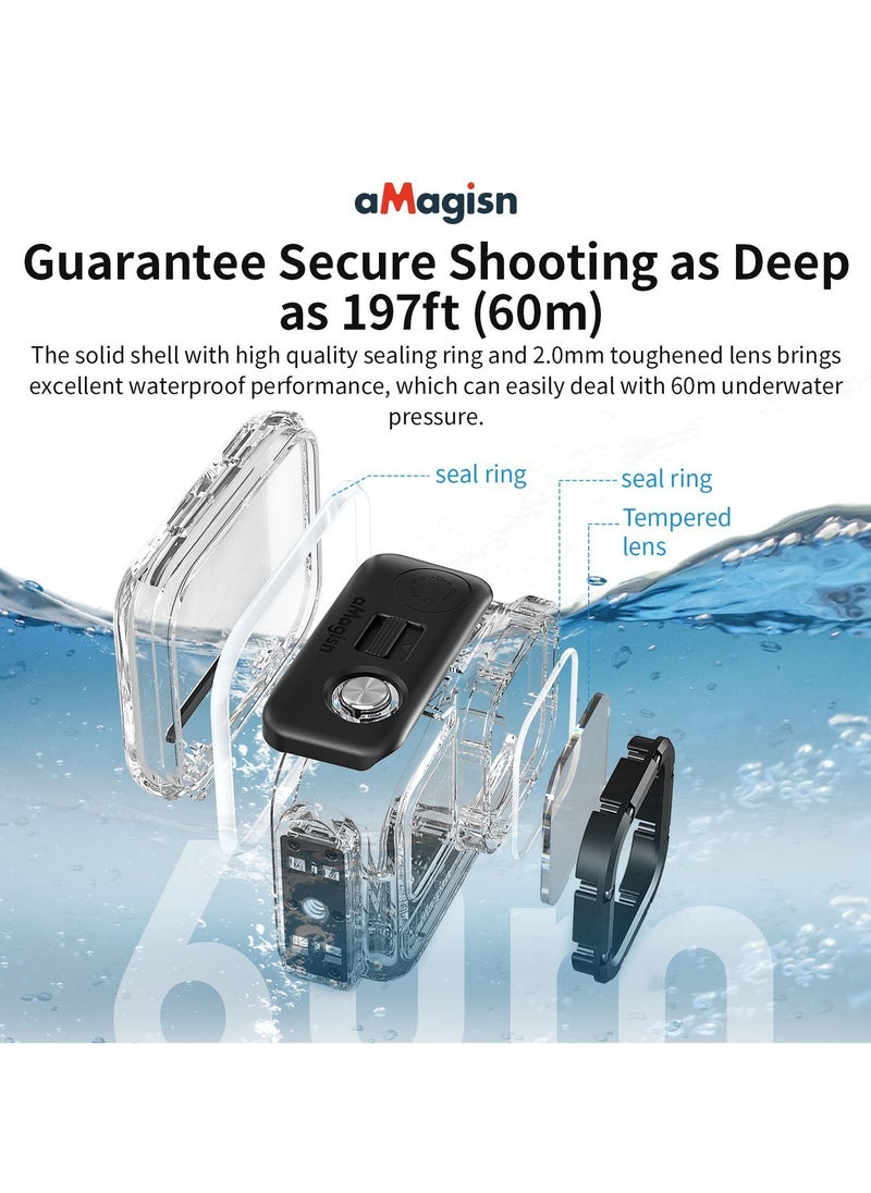 aMagisn Waterproof Diving Case for Insta360 Ace Pro – 60M Depth with Anti-Fog Design, Multi-Layer Coated Glass, Quick Release Mount for Horizontal & Vertical Shooting – Protective Underwater Housing Shell  - Image 5