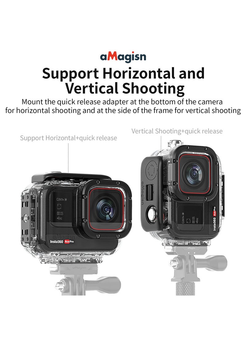 aMagisn Waterproof Diving Case for Insta360 Ace Pro – 60M Depth with Anti-Fog Design, Multi-Layer Coated Glass, Quick Release Mount for Horizontal & Vertical Shooting – Protective Underwater Housing Shell  - Image 3