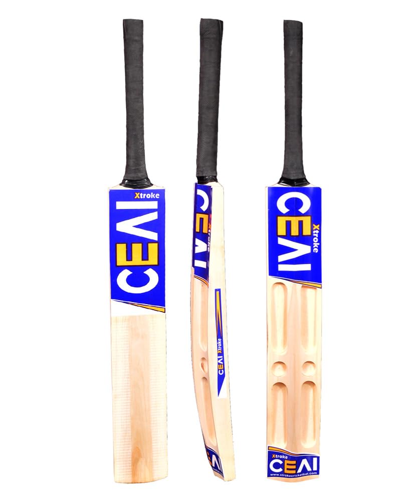 CEAI Scoop Design Popular Willow Premium Cricket Bat with Ball for Men's & Adult, Advance Play All Tennis Ball, Tournament Match (Size Full)