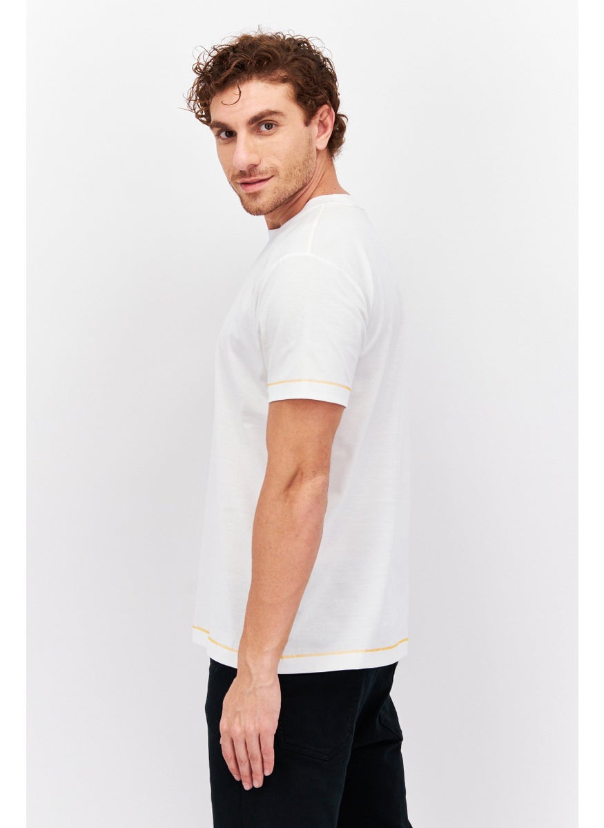 ESPRIT Men Crew Neck Short Sleeves Plain T-Shirt, White  - Image 2