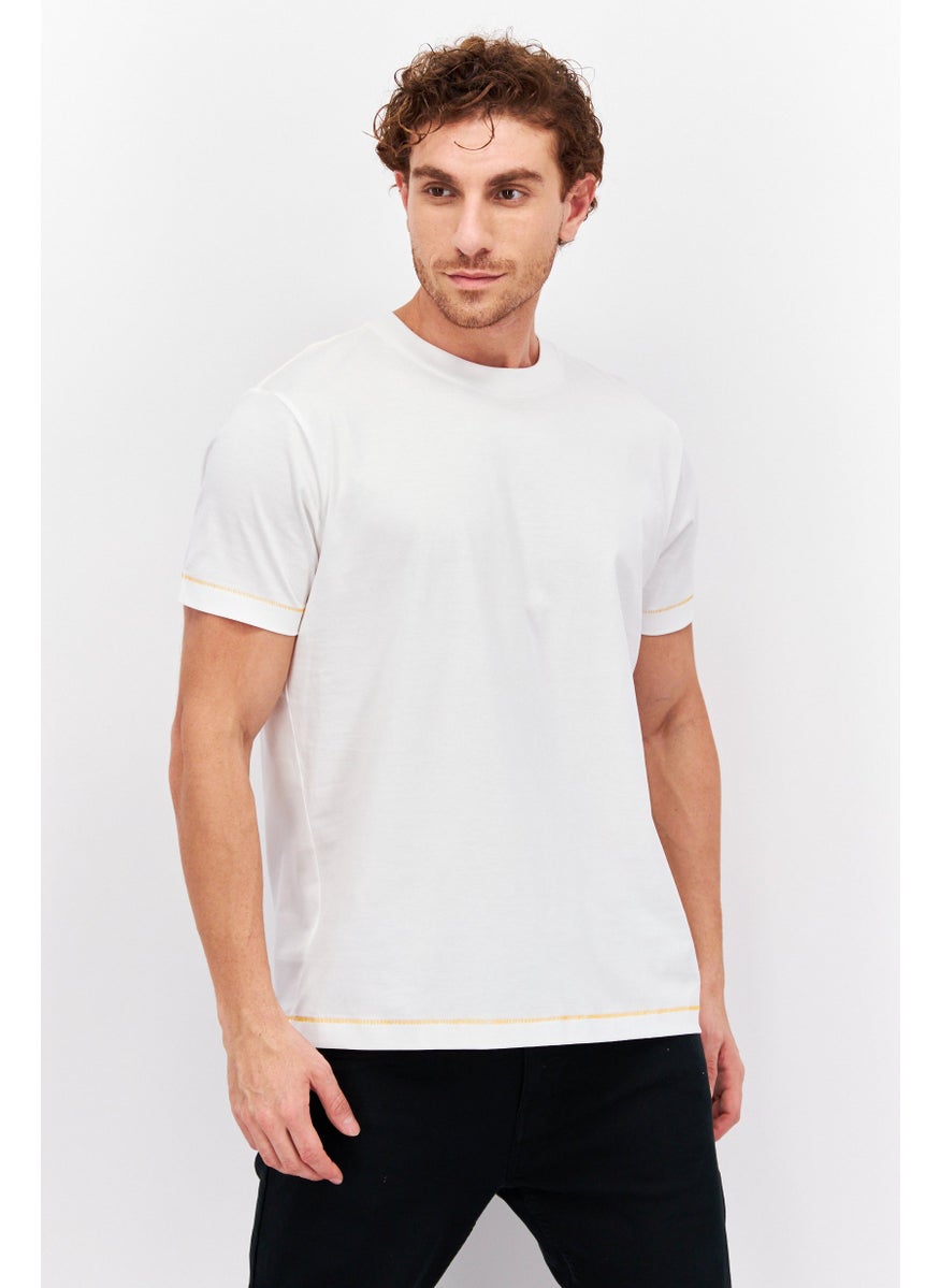 ESPRIT Men Crew Neck Short Sleeves Plain T-Shirt, White  - Image 1