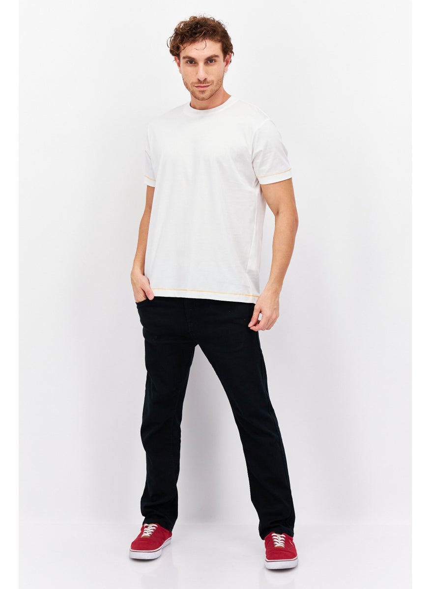 ESPRIT Men Crew Neck Short Sleeves Plain T-Shirt, White  - Image 4