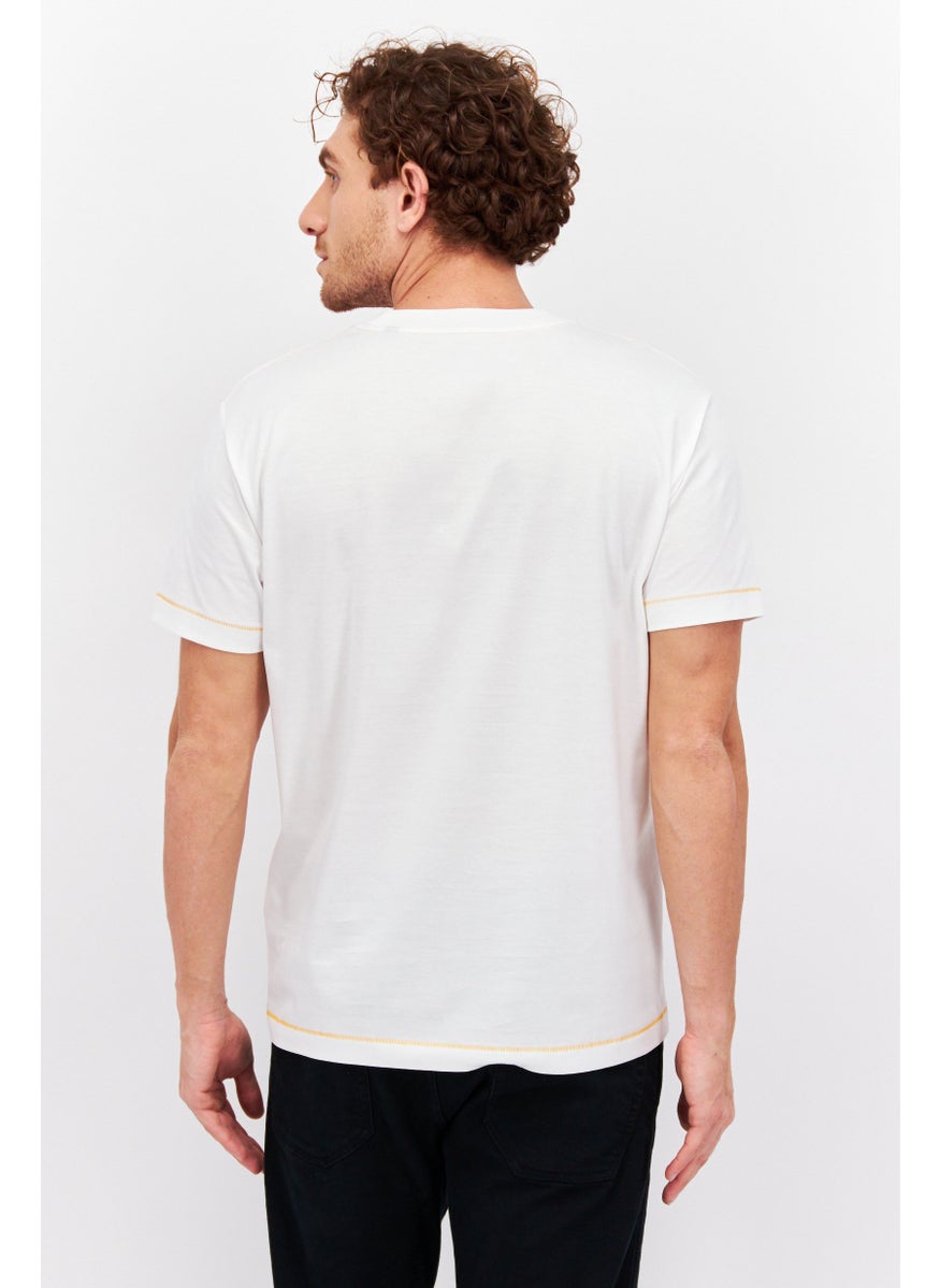 ESPRIT Men Crew Neck Short Sleeves Plain T-Shirt, White  - Image 3
