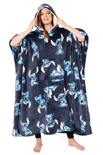 Disney Stitch Blanket Hoodie for Women and Teenagers - Cosy Oversized Fleece Poncho One Size Sherpa Hood - Stitch Gifts - Image 1