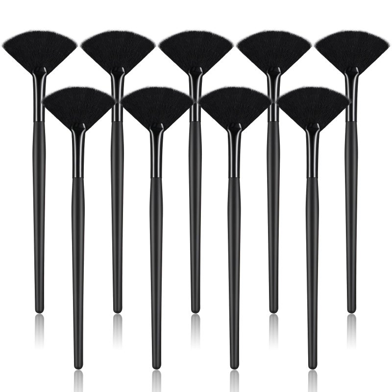 Maitys 9 Pieces Facial Fan Mask Brushes Soft Facial Applicator Brushes Tools for Peel Glycolic Makeup for Mud CreamFull Black - Image 3
