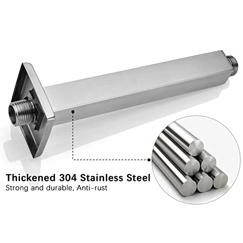 Anpean 8 Inch Square Ceiling Mounted Shower Arm and Flange, Brushed Nickel - Image 5