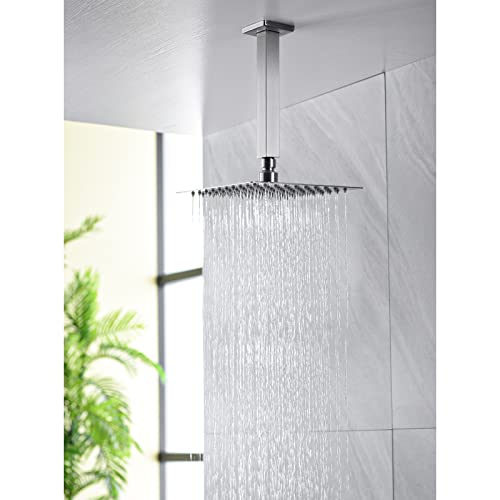 Anpean 8 Inch Square Ceiling Mounted Shower Arm and Flange, Brushed Nickel - Image 2