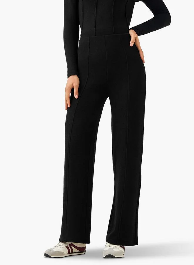 Splash FAV Regular Fit Mid-Rise Flared Lounge Pants with Ribbed Texture