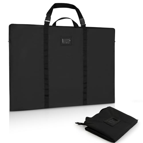 BERYA Large Size Art Portfolio Bag with Nylon Shoulder, 24 x 36 inches Light Weight Poster Storage Bag Board Holder with Handle and Zipper for Poster, Sketching and Drawing (black) - Image 1