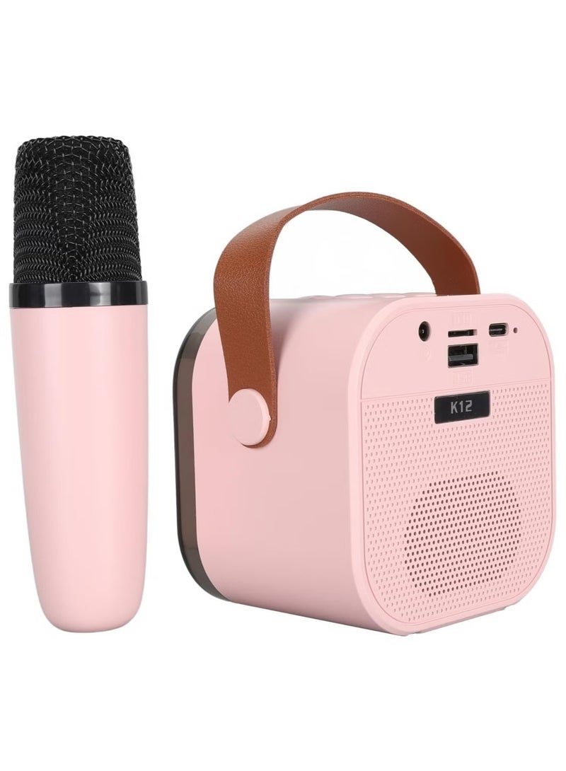 بريمو بلس آلة الكاريوكي المصغرة ، مكبر صوت بلوتوث المحمولة مع ميكروفون لاسلكي ، ألعاب مضحكة للفتيات الفتيات الأعمار من 4 إلى 12 سنة ، أضواء ملونة ، للأطفال عيد ميلاد , منزل , محمول مع ميكروفون لاسلكي وردي - Image 2