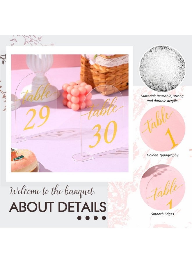 Vicenpal 30 Sets Arch Acrylic Sign Gold Printed 1-30 Table Signs with Stands Calligraphy Clear Table Number Display Stand for Wedding Reception Event Party Restaurant Centerpieces Decor (5 x 7 Inch) - Image 5