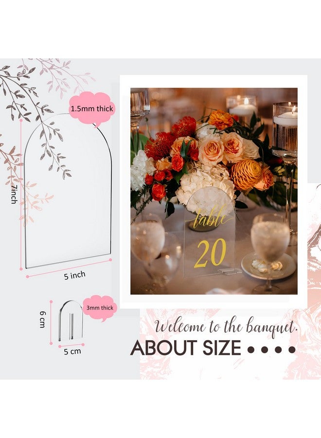 Vicenpal 30 Sets Arch Acrylic Sign Gold Printed 1-30 Table Signs with Stands Calligraphy Clear Table Number Display Stand for Wedding Reception Event Party Restaurant Centerpieces Decor (5 x 7 Inch) - Image 3