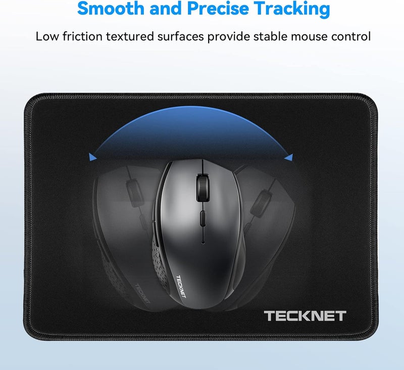 Gaming Mouse Pad with Anti-Fray Stitching and Non-Slip Rubber Base - Dark Black - Image 2