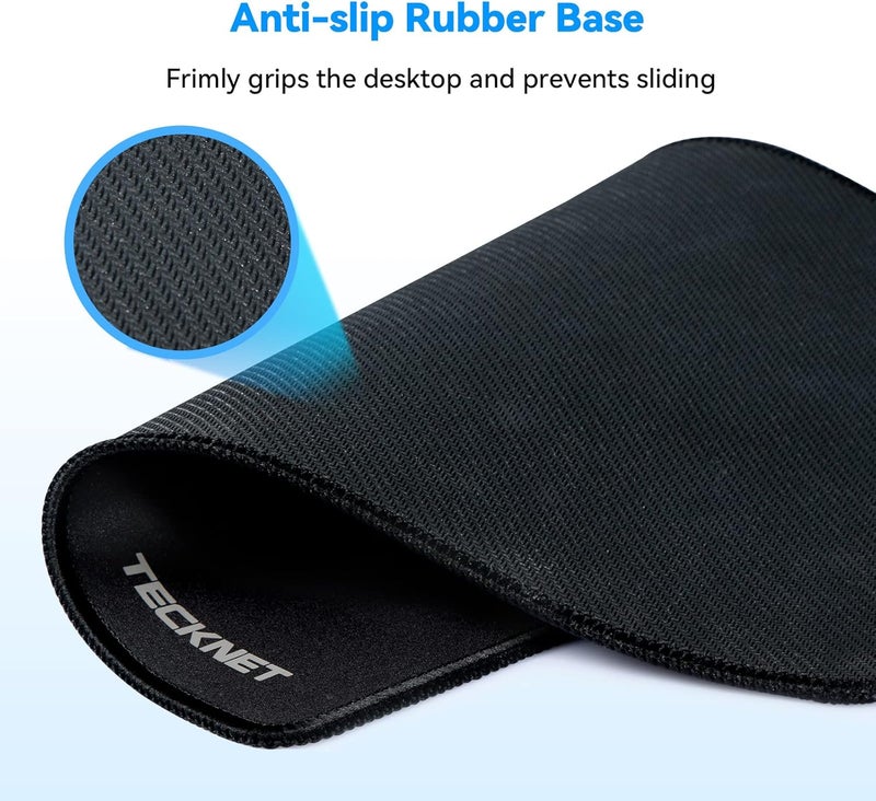 Gaming Mouse Pad with Anti-Fray Stitching and Non-Slip Rubber Base - Dark Black - Image 3