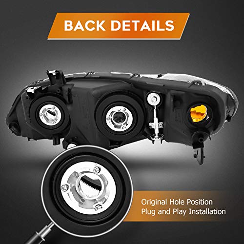 LBRST Headlight Assembly For Honda Civic Sedan 4-Door 2006-2011 Black Housing Amber Reflector Clear Lens Driver and Passenger Side Headlamp - Image 5