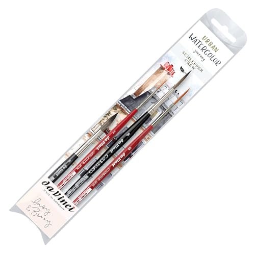 da Vinci Urban Watercolor 5602 Brush Set 4Piece Synthetic Watercolor Brushes Sizes 1 6 8 ShortHandle for Illustration Urban Sketching Gouache Ink Painting - Image 3