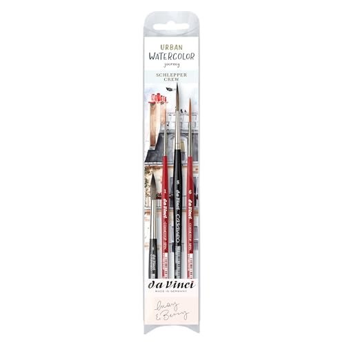 da Vinci Urban Watercolor 5602 Brush Set 4Piece Synthetic Watercolor Brushes Sizes 1 6 8 ShortHandle for Illustration Urban Sketching Gouache Ink Painting - Image 1