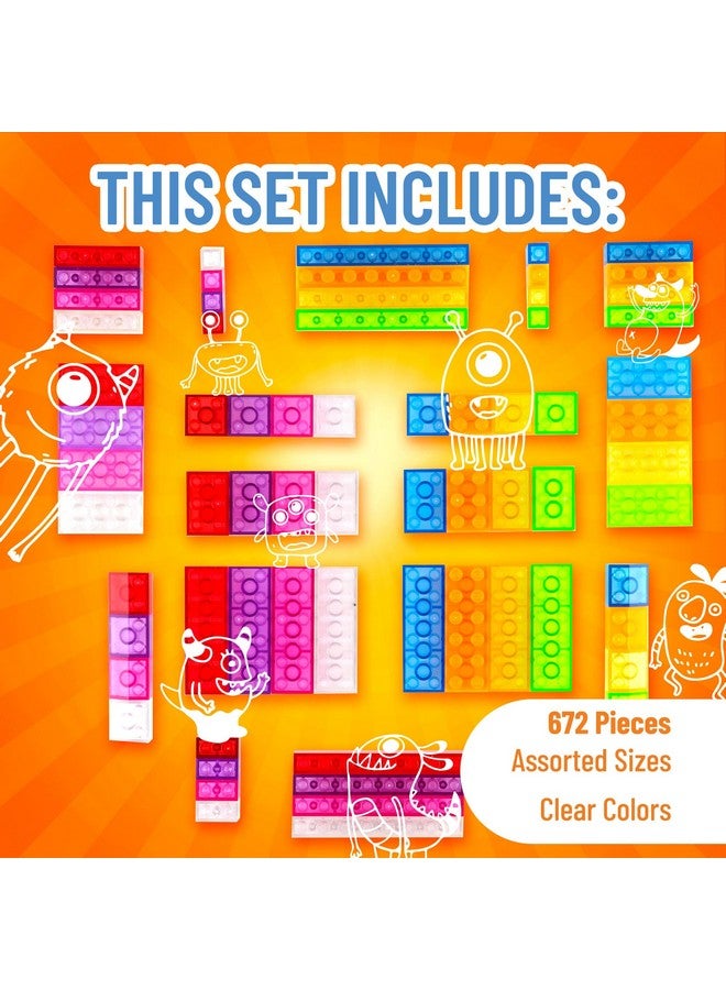 Strictly Briks ستريكتلي بريكس متوافق مع ليغو لعبة بناء الكتل، مجموعة بدء بناء الطوب الكلاسيكية للأطفال، متوافقة 100% مع جميع العلامات التجارية الرئيسية للكتل، ألوان واضحة، 672 قطعة - Image 3