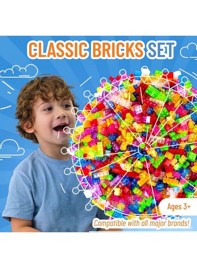 Strictly Briks ستريكتلي بريكس متوافق مع ليغو لعبة بناء الكتل، مجموعة بدء بناء الطوب الكلاسيكية للأطفال، متوافقة 100% مع جميع العلامات التجارية الرئيسية للكتل، ألوان واضحة، 672 قطعة - Image 2