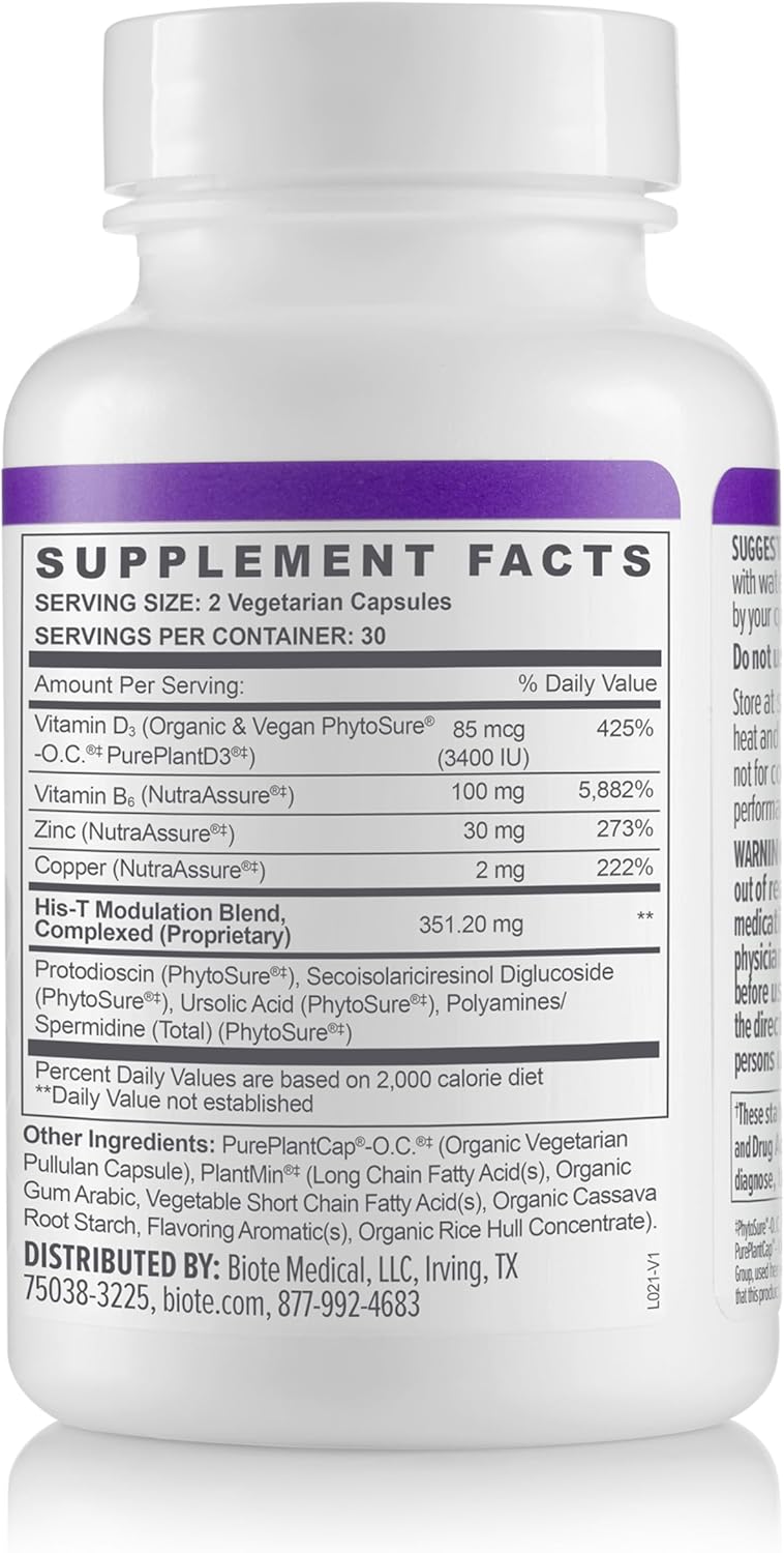 Biote Nutraceuticals  HIST  Healthy Testosterone Balance Support for Men 60 Capsules - Image 3