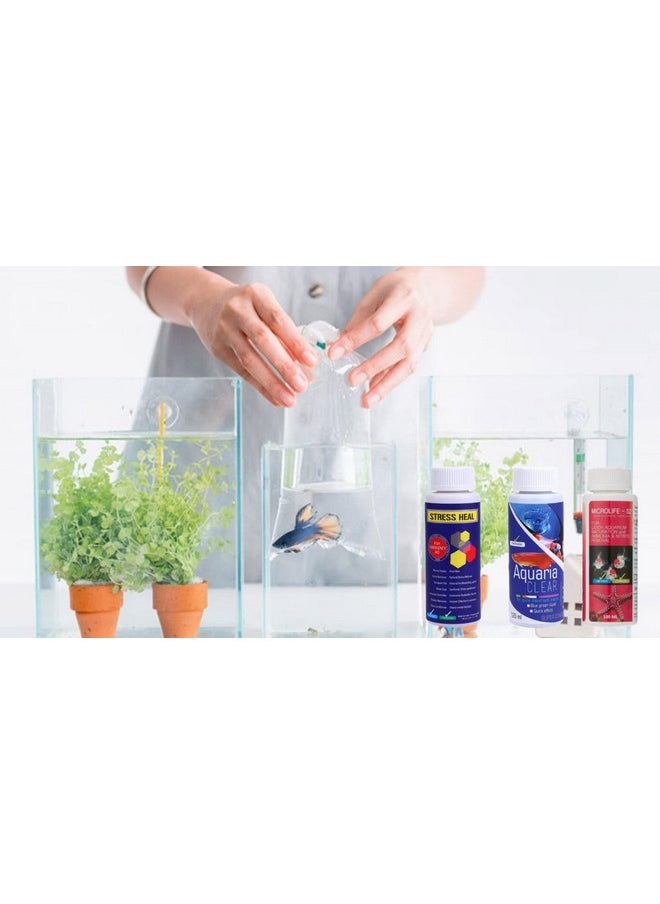 VAYINATO Aquatic Remedies Aquarium Fish Tank Must Have Starter Combo (Stress Heal + Aquaria Clear + Microlife S2) 3 * 100 Ml - 3 Pcs Combo Starter Pack  - Image 5