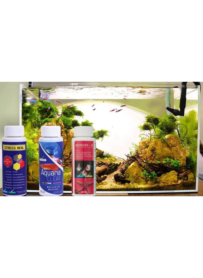 VAYINATO Aquatic Remedies Aquarium Fish Tank Must Have Starter Combo (Stress Heal + Aquaria Clear + Microlife S2) 3 * 100 Ml - 3 Pcs Combo Starter Pack  - Image 4