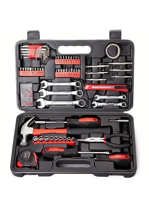 146pcs Home Hardware Tool Set, Uncharged Manual Wrench Kit with Case, No Battery Required, Complete Household Toolbox
