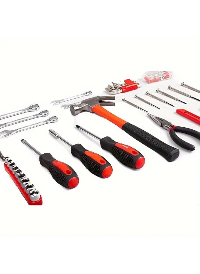 146pcs Home Hardware Tool Set, Uncharged Manual Wrench Kit with Case, No Battery Required, Complete Household Toolbox