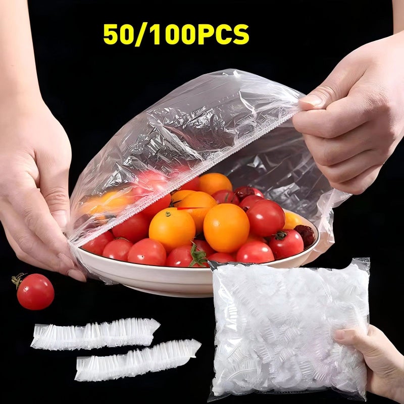 100pcs Disposable Food Covers Elastic Leak Proof Dust Resistant Freshness Preserver - Image 1