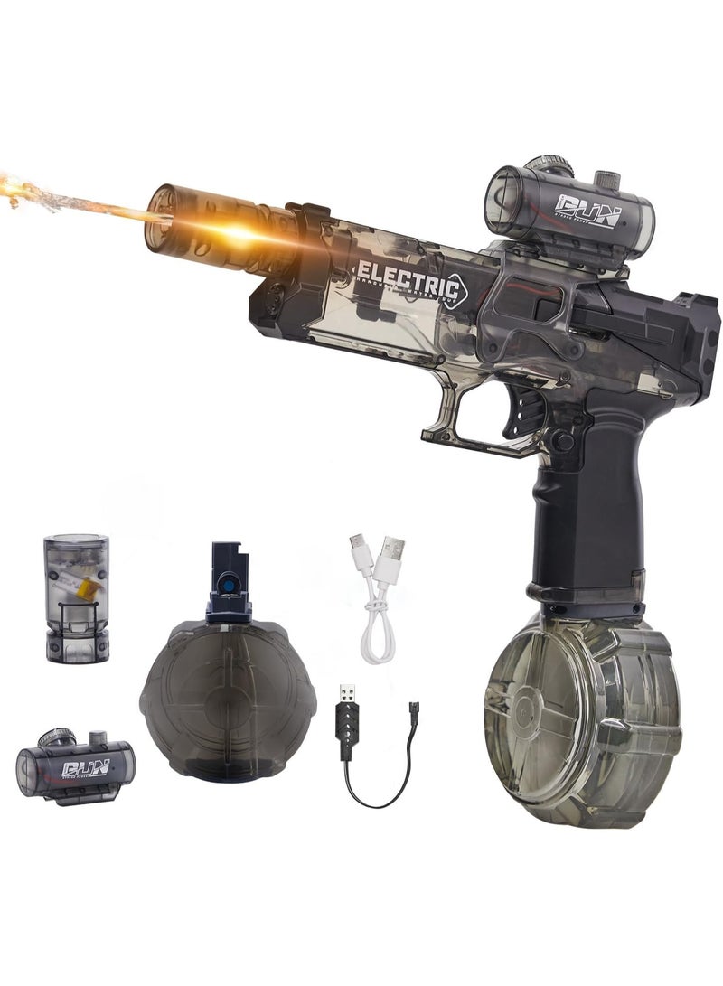 HI-FINE Electric Water Gun for Adults Kids,Most Powerful Squirt Gun, Automatic high Powered Pressure Blaster watergun with Realistic Led Muzzle Flame,28-32 FT Range,Perfect Summer Gift Toys for Age 8-12,Black - Image 1