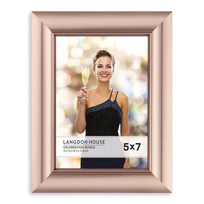 5X7 ROSE GOLD PICTURE FRAME CONTEMPORARY GLAM PHOTO FRAME 5 X 7 WALL MOUNT OR TABLE TOP CELEBRATION COLLECTION