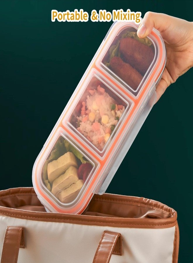 ARTLEO Reusable 20 Oz Stainless Steel Snack Containers with Lids, 3 Leek-Proof Compartment, Come with 1.6 Oz Salad Dressing Containers, for Kids & Adults, Picnics, Work, Food Storage Box. 2 Pack - Image 3