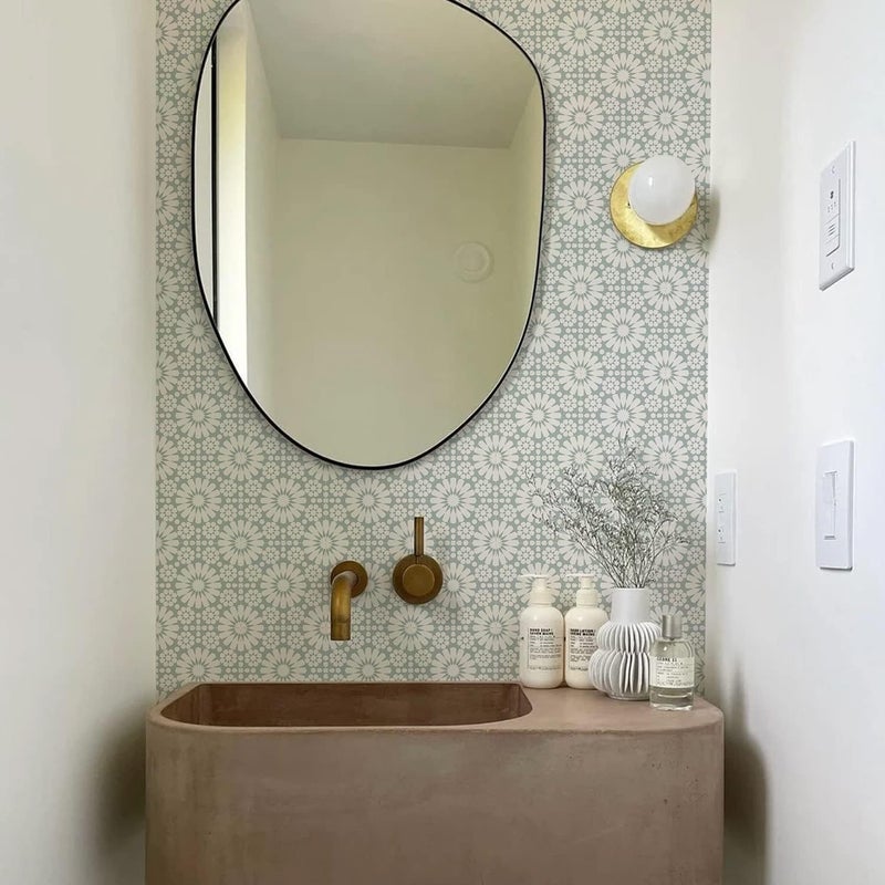Alwayspon 12PcsX15cm/6inch Retro Gray Daisy Tile Sticker, Self Adhesive Stick on Tiles Transfer Sticker for Bathroom Kitchen, Splashback for Cooker, Peel and Stick Adhesive Vinyl Wall Tiles Sticker - Image 1