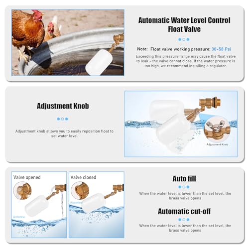 MUDUOBAN Float Valve,1/2 Inch Water Float Valve, Automatic Fill and Shut Off Float Ball Valve with Adjustable Arm for Pool,Pond, Water Trough, Automatic Water System,Fountain - Image 2