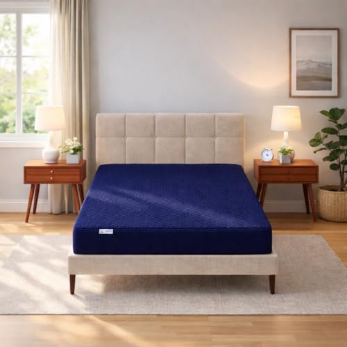 MY ARMOR Waterproof Mattress Protector Single Bed Size 72x36 Inch, Quilted Cotton Waterproof Bedsheet, Breathable Ultra Soft Fitted Bed Cover with Elastic Skirting (6x3 ft, Single) – Navy Blue - Image 2