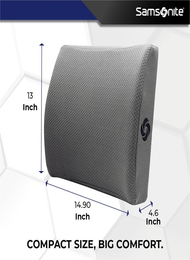Samsonite Ergonomic Lumbar Pillow for Office Chair and Car Seat - Memory Foam Back Support Lumbar Pillow, Premium Cushion Chair Support for Lower Back Pain Relief and Versatile Use (Grey) - Image 3