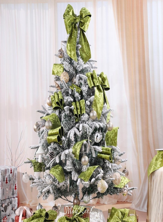 MAYREEL 4 Inch Moss Green Crushed Velvet Ribbon Wired Extra Wide for Christmas Decorations Gift Wrapping Wreaths Tree Toppers 10 Yards - Image 4