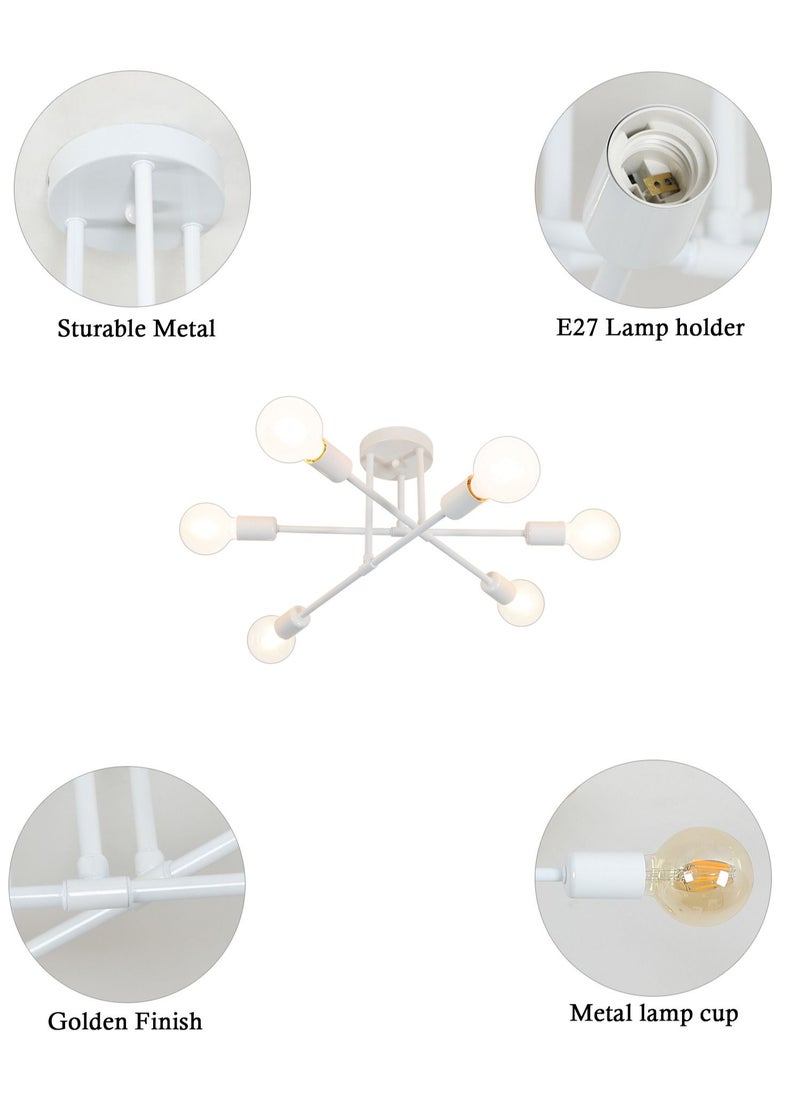 Goeco 6 Heads White Industrial Ceiling Light  - Image 3