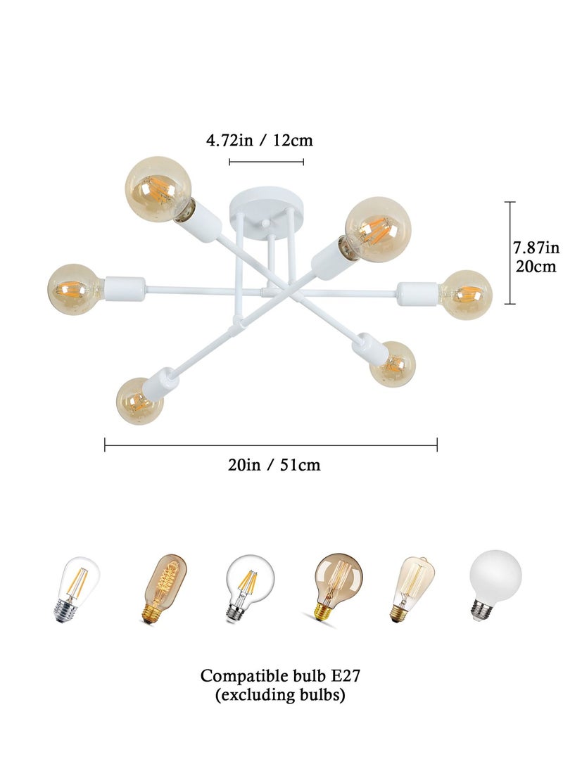 Goeco 6 Heads White Industrial Ceiling Light  - Image 2