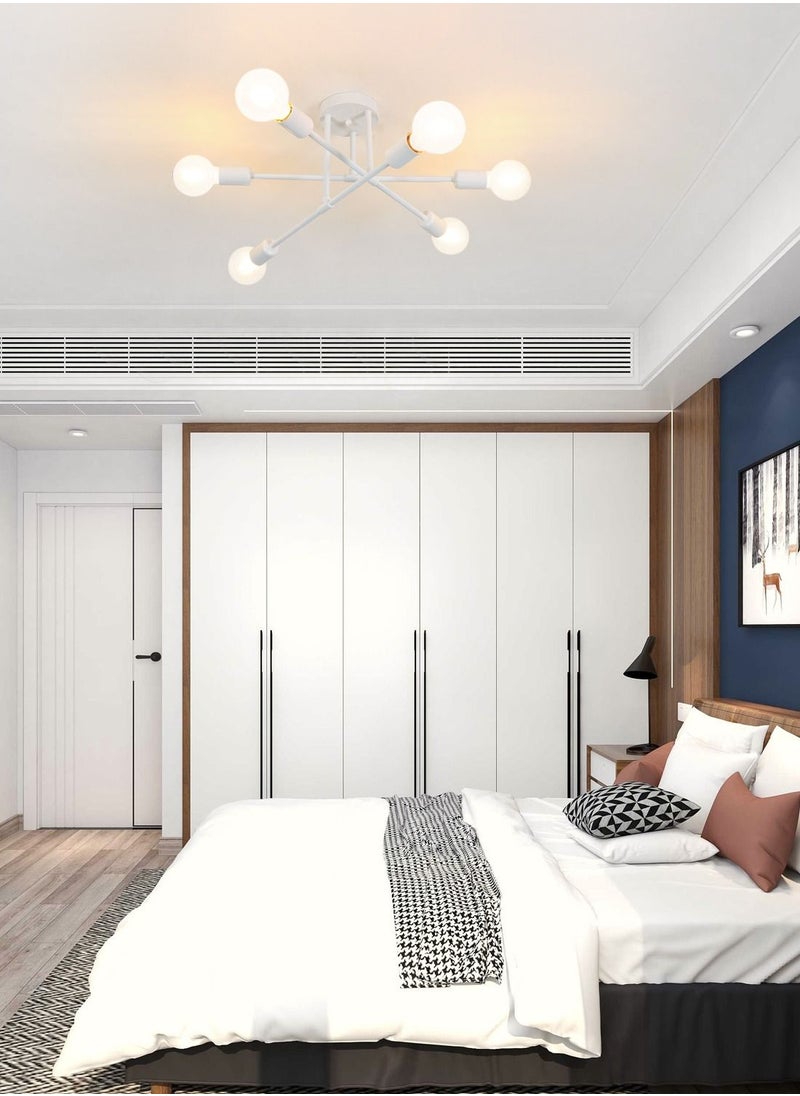 Goeco 6 Heads White Industrial Ceiling Light  - Image 5