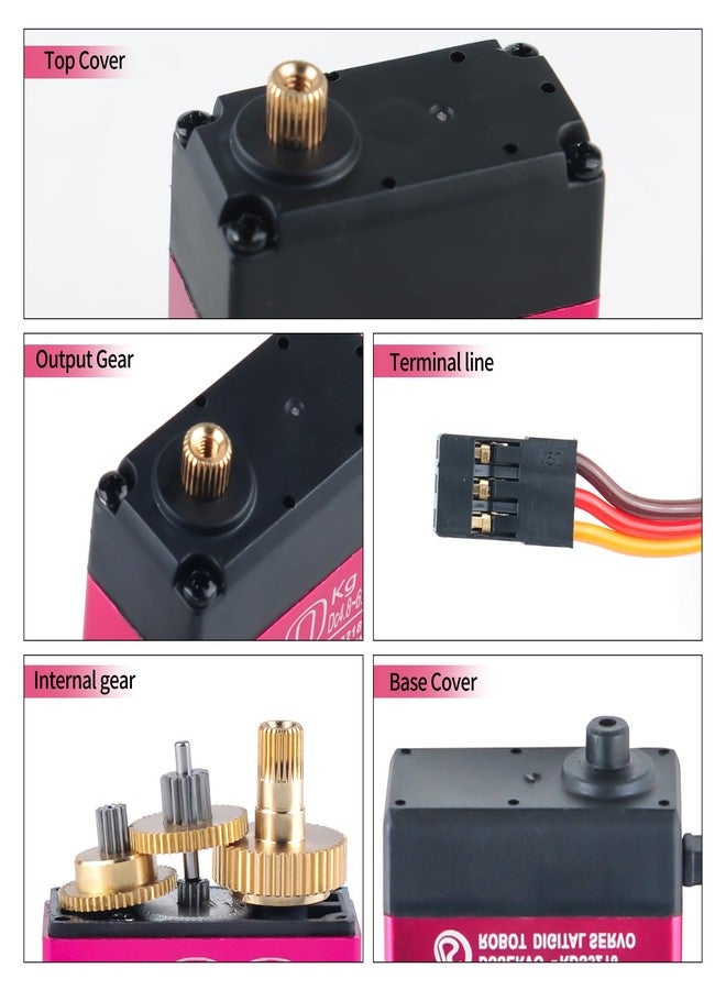 Wishiot RDS3218 20KG Servo Motor 180° Waterproof Full Metal Gear Steering Digital Servo Metal Bracket Double Bearing with U Mounting Bracket for RC Car Robot DIY 1/8 1/10 (20KG 180°) - Image 3