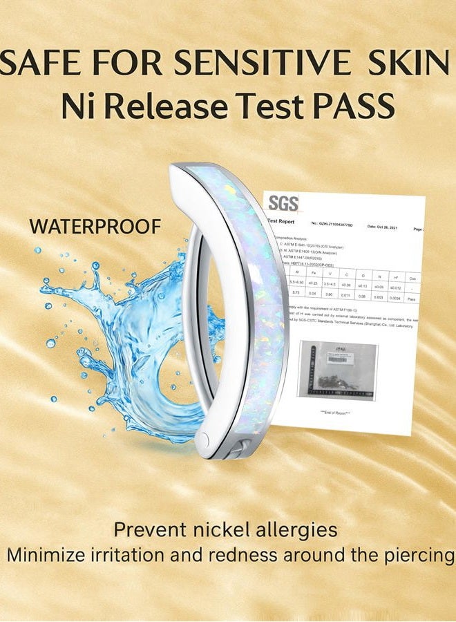 VOJO 14G G23 Titanium Clicker Belly Button Ring,10/12mm Reverse Curved Hoop Navel Barbell Body Jewelry, 14G 10/12mm, Titanium, cubic zirconia - Image 2