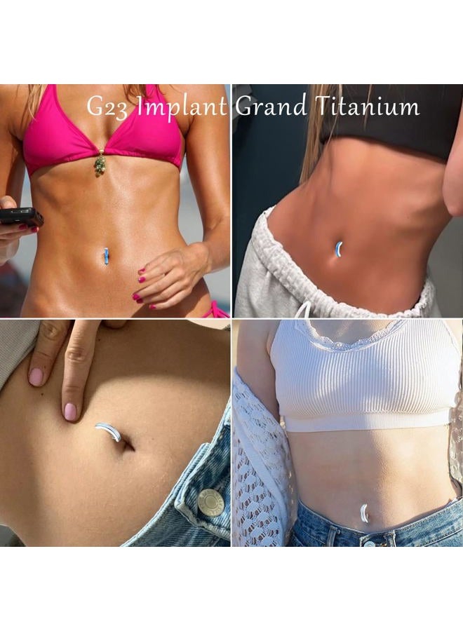 VOJO 14G G23 Titanium Clicker Belly Button Ring,10/12mm Reverse Curved Hoop Navel Barbell Body Jewelry, 14G 10/12mm, Titanium, cubic zirconia - Image 3