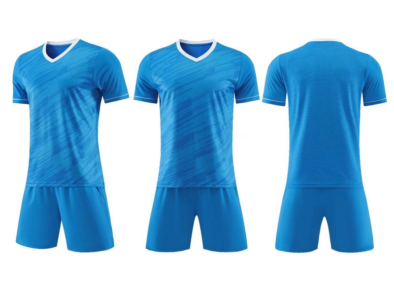 Generic 2023 New Style Football Suit Adult Children Same Style Spot Training Competition Team Uniform Sports Sweat-absorbent Jersey Summer Blue